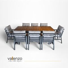 Piero Alüminyum Masa Sandalye Takımı 8 Kişilik