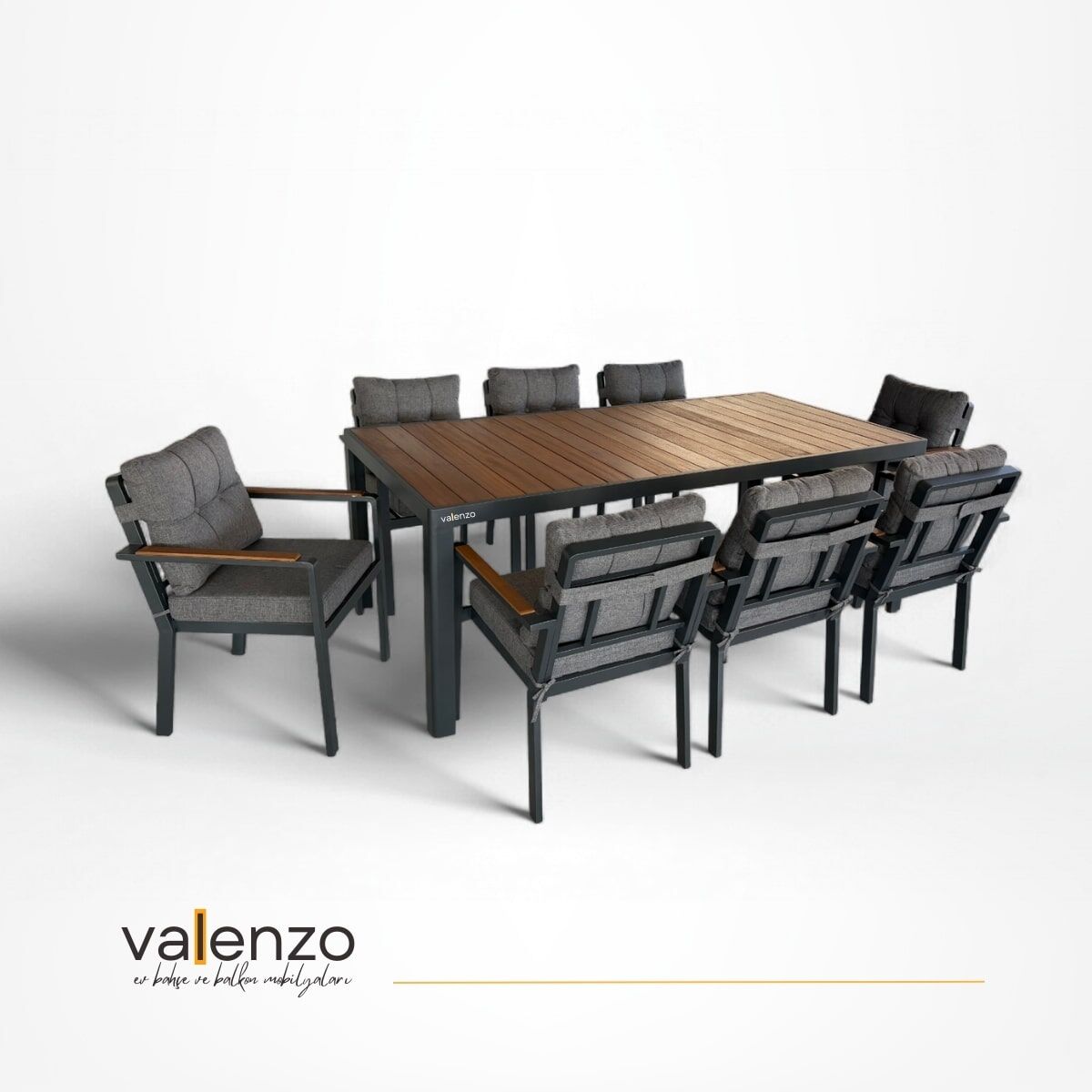 Alesso Alüminyum Masa Sandalye Takımı 8 Kişilik