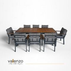 Alesso Alüminyum Masa Sandalye Takımı 8 Kişilik