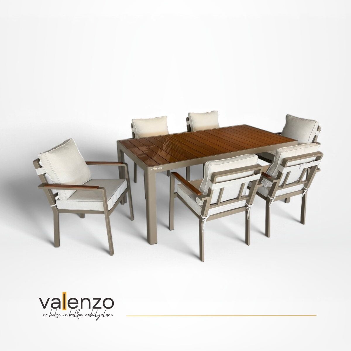 Alesso Alüminyum Masa Sandalye Takımı 6 Kişilik