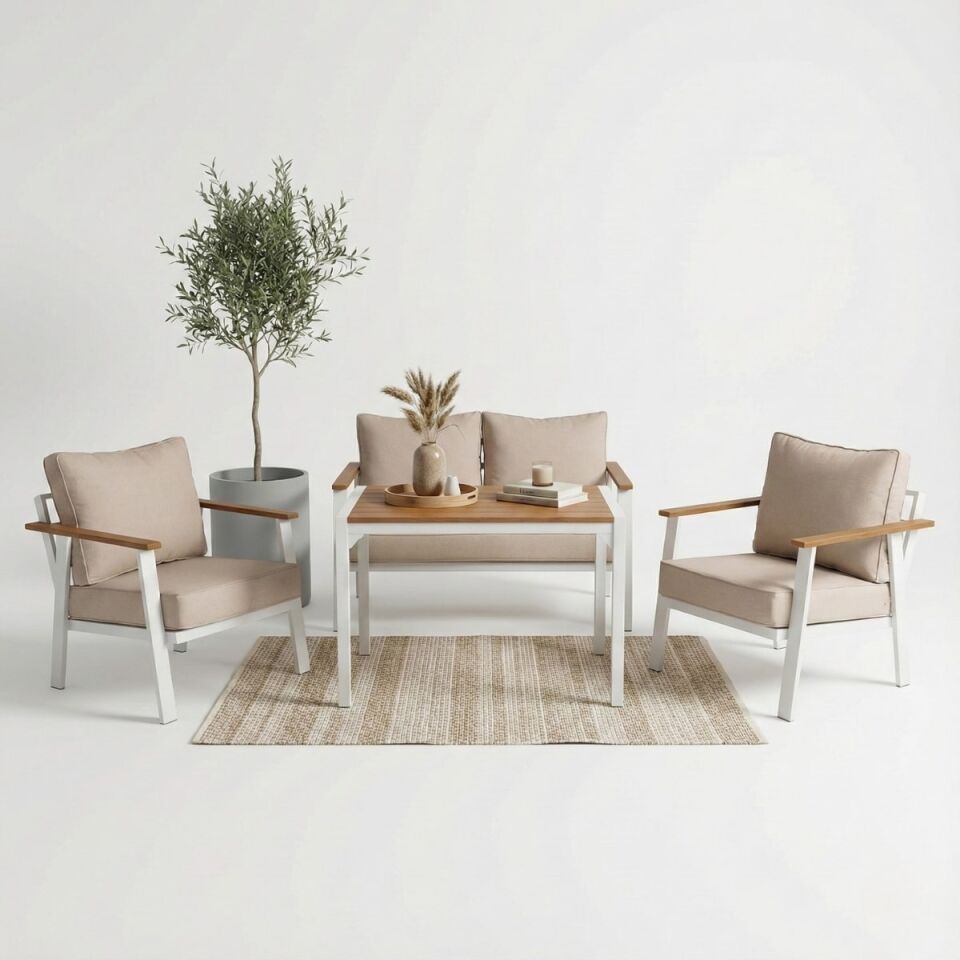 Albino İkili Alüminyum Oturma Grubu