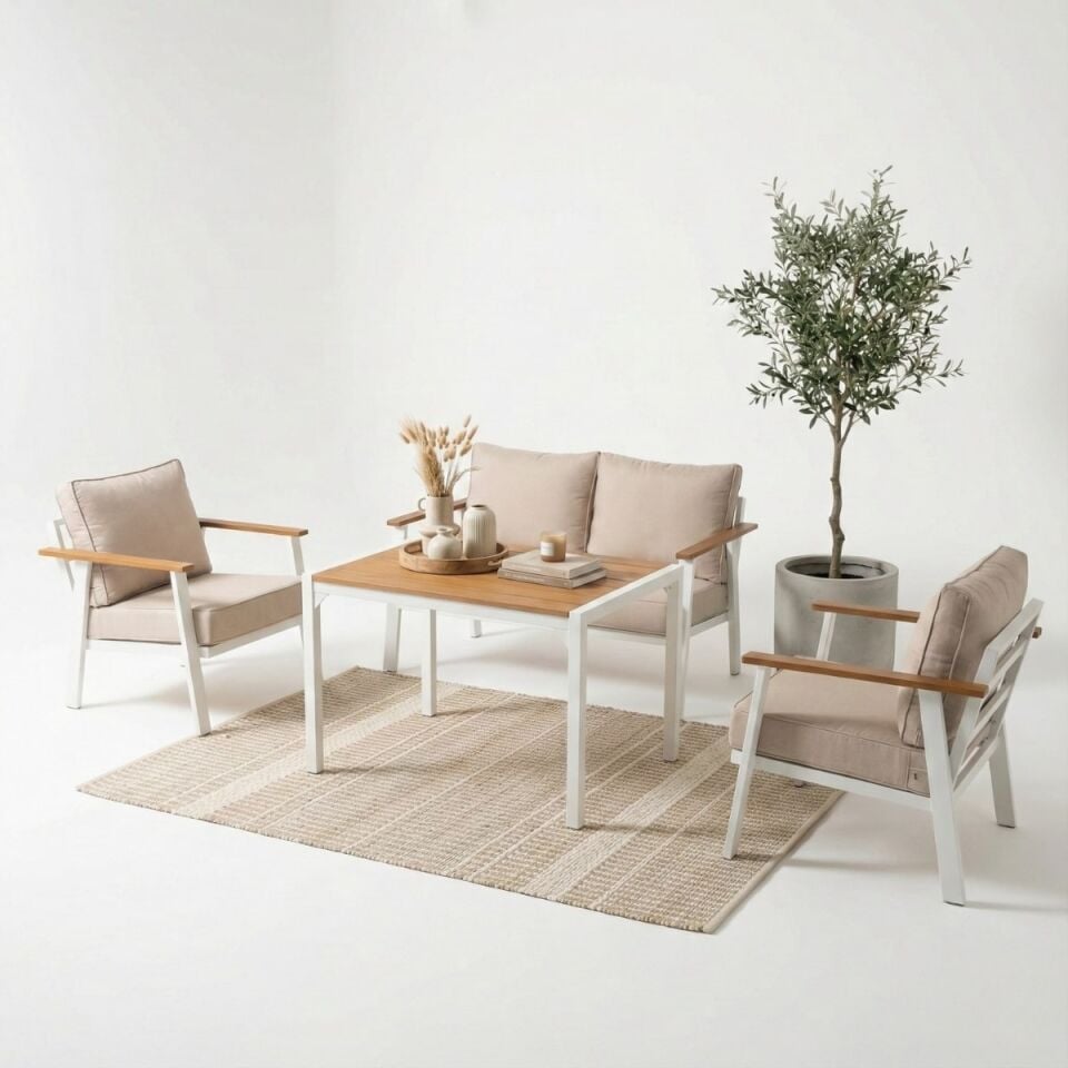 Albino İkili Alüminyum Oturma Grubu