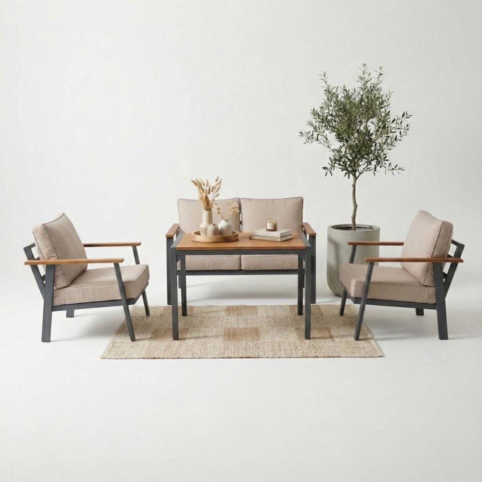 Albino İkili Alüminyum Oturma Grubu