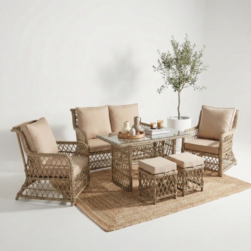 Bodrum S İkili Rattan Oturma Grubu