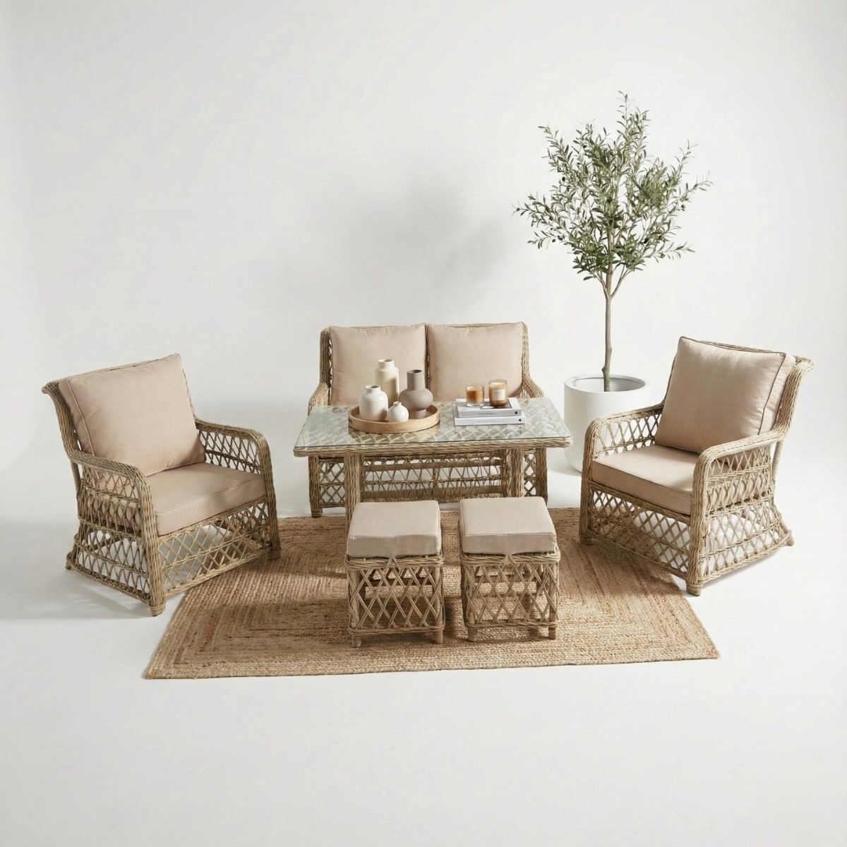 Bodrum S İkili Rattan Oturma Grubu