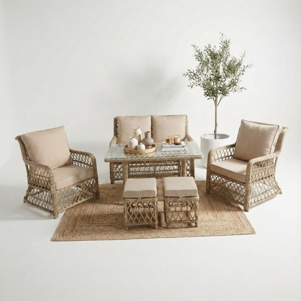 Bodrum S İkili Rattan Oturma Grubu