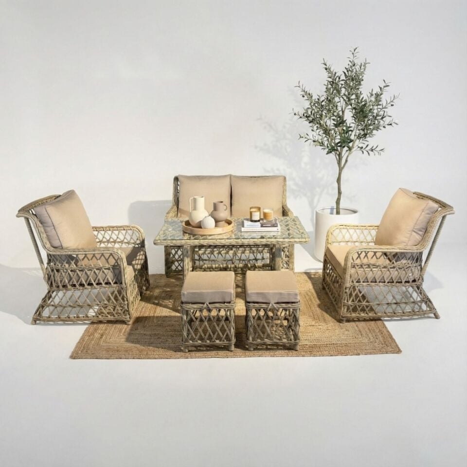 Bodrum S İkili Rattan Oturma Grubu