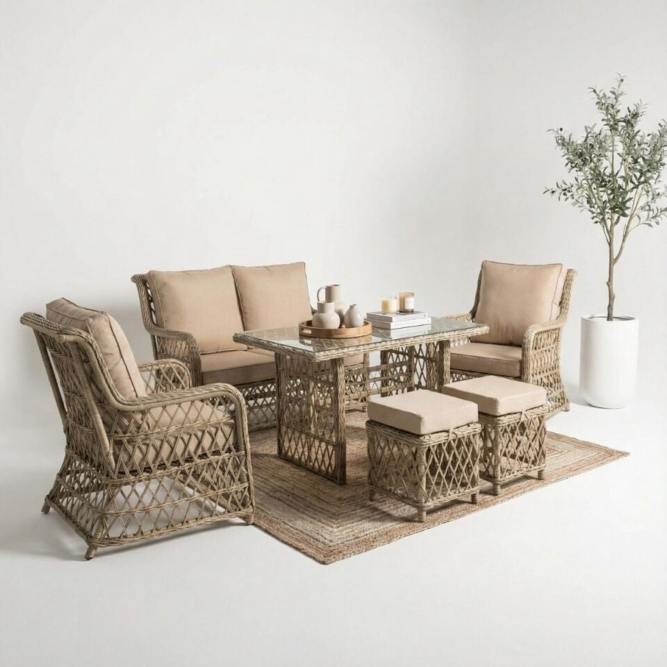 Bodrum S İkili Rattan Oturma Grubu