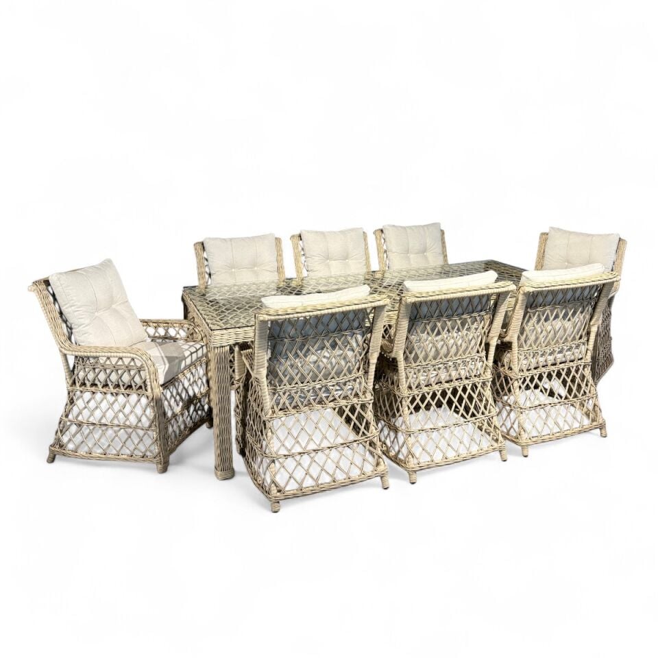 Bodrum 8 Kişilik Rattan Masa Sandalye Takımı