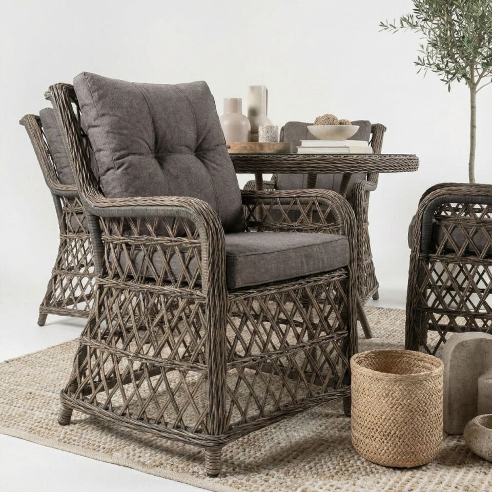 Bodrum 4 Kişilik Rattan Masa Sandalye Takımı