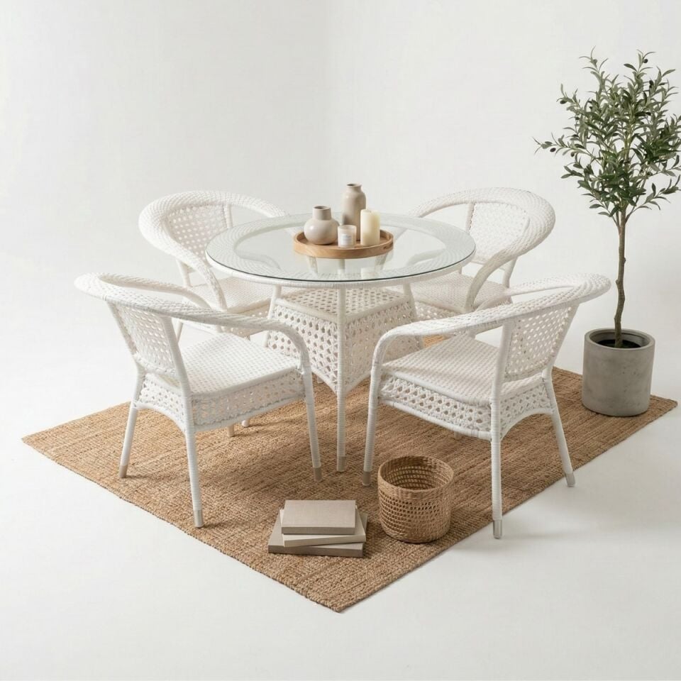 Ares 4 Kişilik Rattan Masa Sandalye Takımı