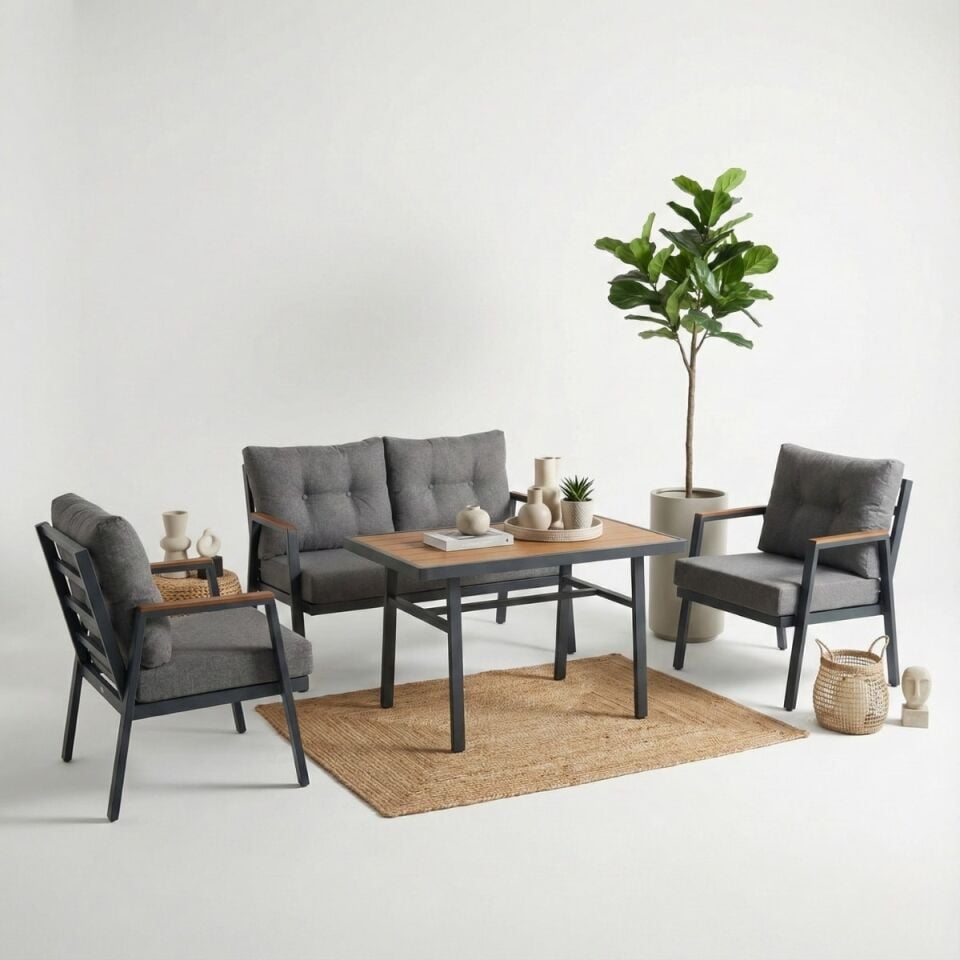 Mini İkili Alüminyum Oturma Grubu