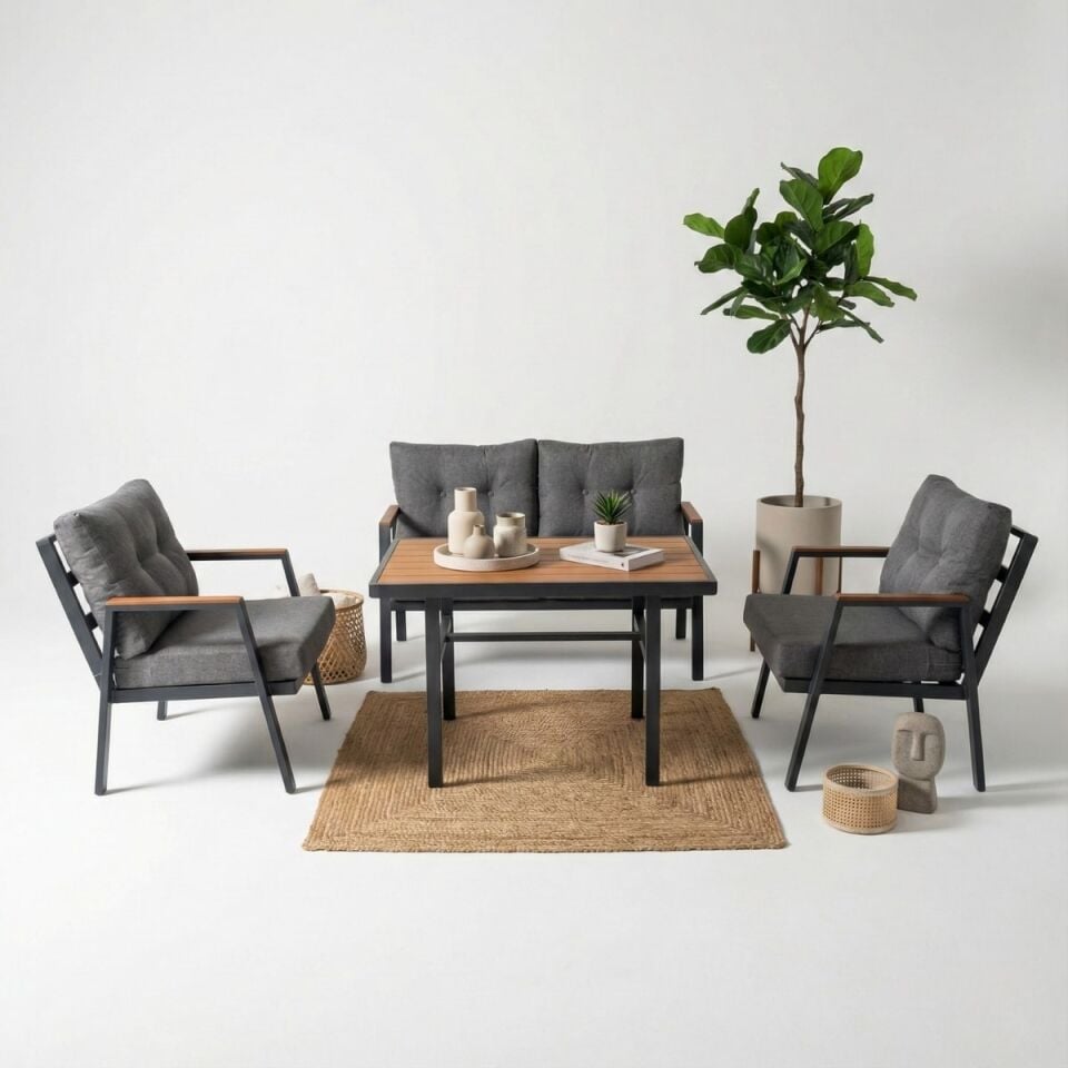 Mini İkili Alüminyum Oturma Grubu