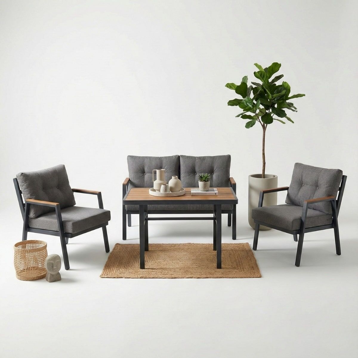 Mini İkili Alüminyum Oturma Grubu