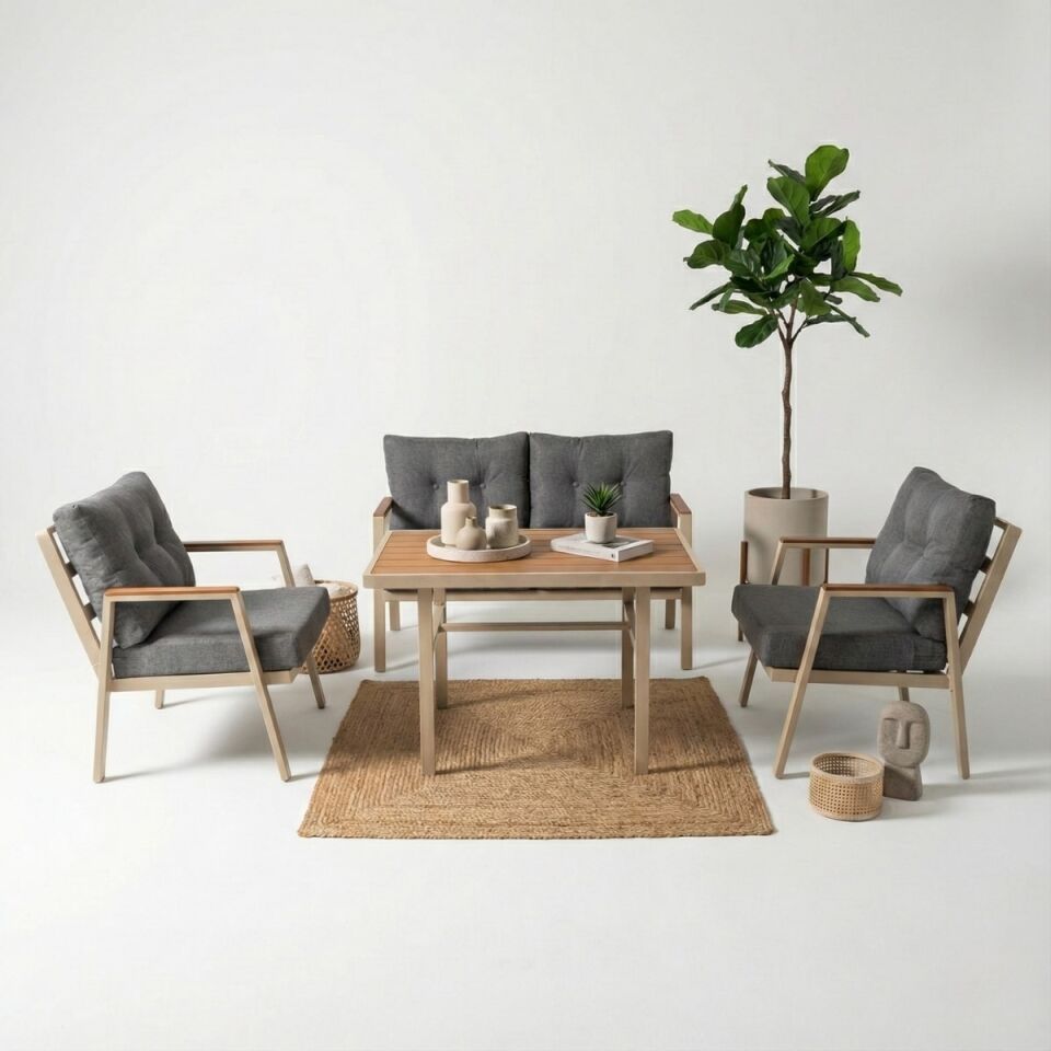 Mini İkili Alüminyum Oturma Grubu