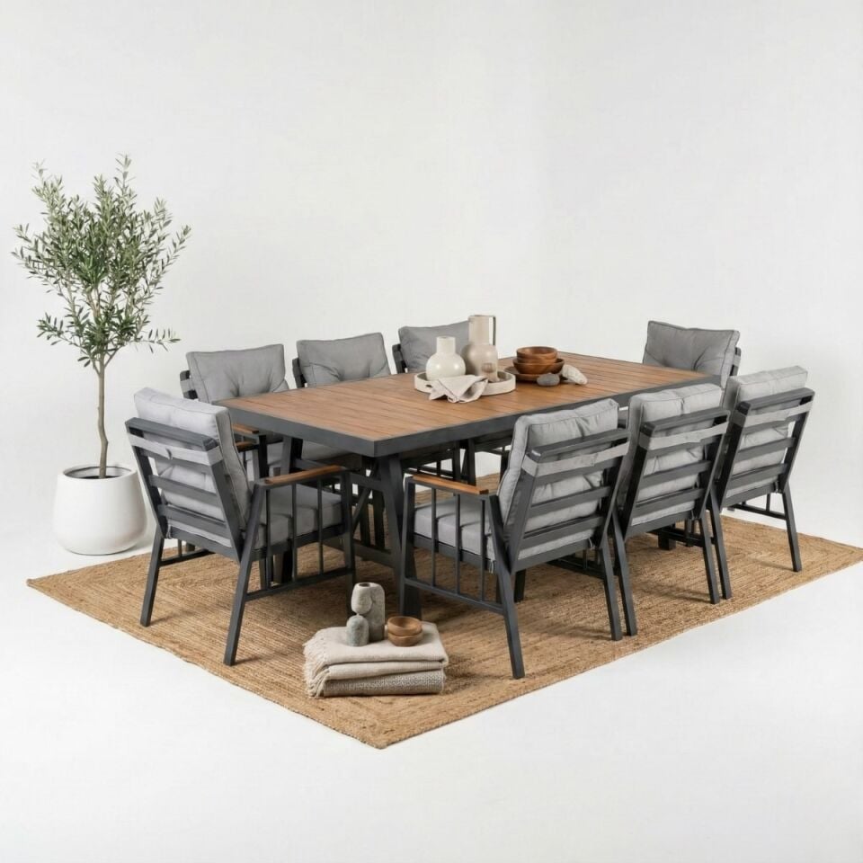 Piero Alüminyum Masa Sandalye Takımı 8 Kişilik