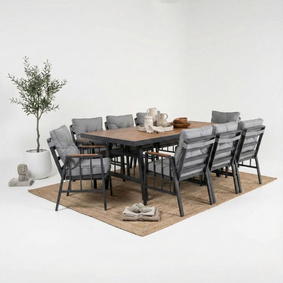 Piero Alüminyum Masa Sandalye Takımı 8 Kişilik