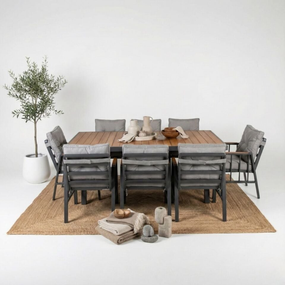 Piero Alüminyum Masa Sandalye Takımı 8 Kişilik