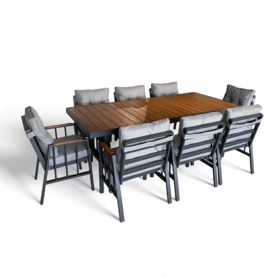 Piero Alüminyum Masa Sandalye Takımı 8 Kişilik