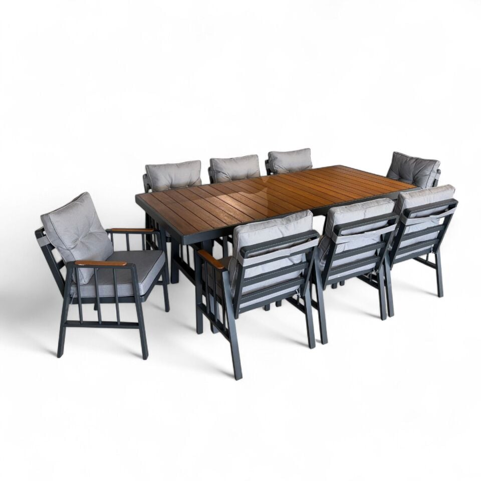 Piero Alüminyum Masa Sandalye Takımı 8 Kişilik