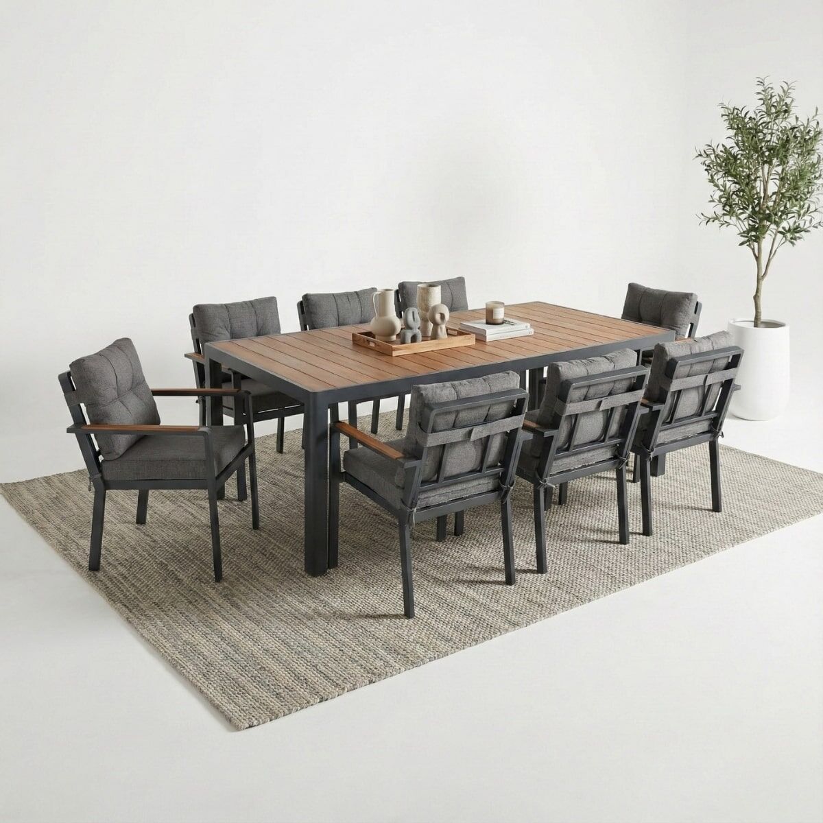 Alesso Alüminyum Masa Sandalye Takımı 8 Kişilik