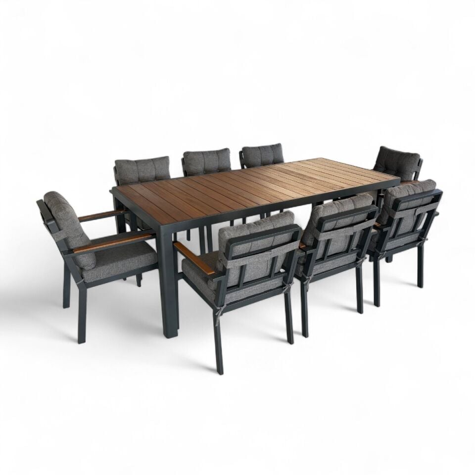 Alesso Alüminyum Masa Sandalye Takımı 8 Kişilik