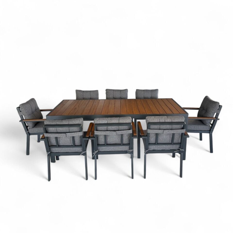 Alesso Alüminyum Masa Sandalye Takımı 8 Kişilik