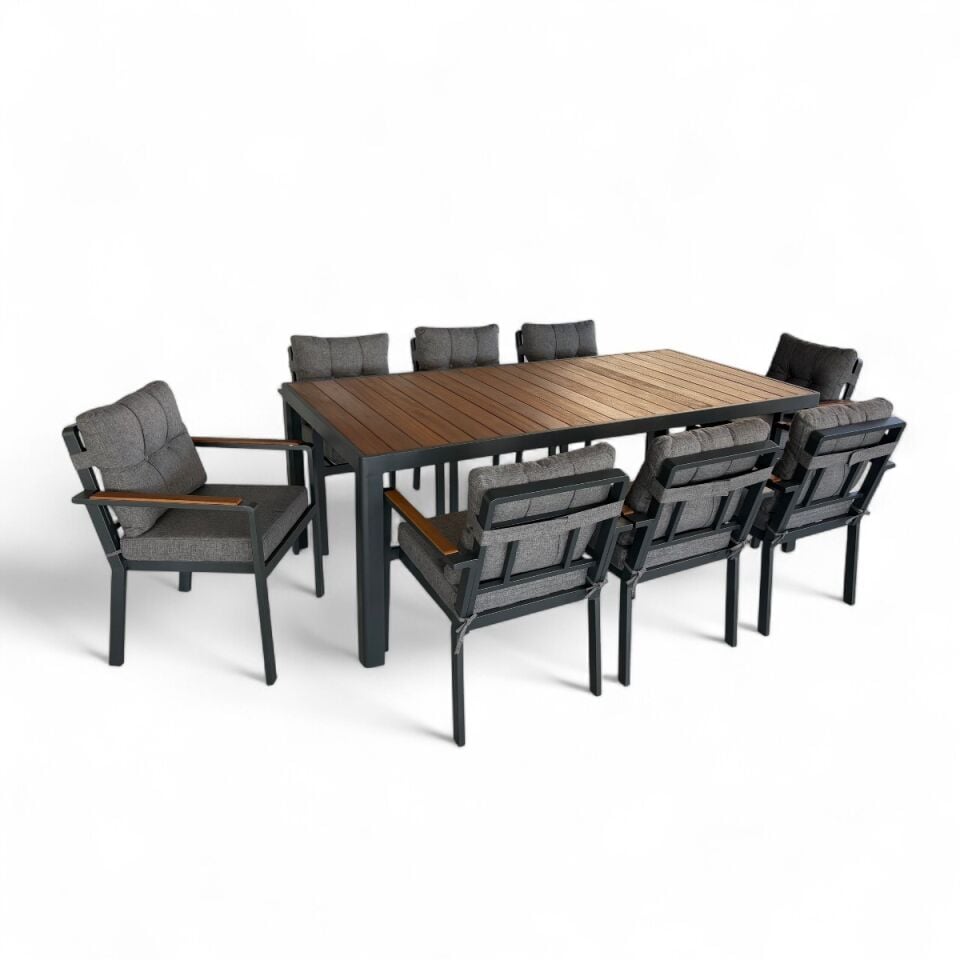 Alesso Alüminyum Masa Sandalye Takımı 8 Kişilik