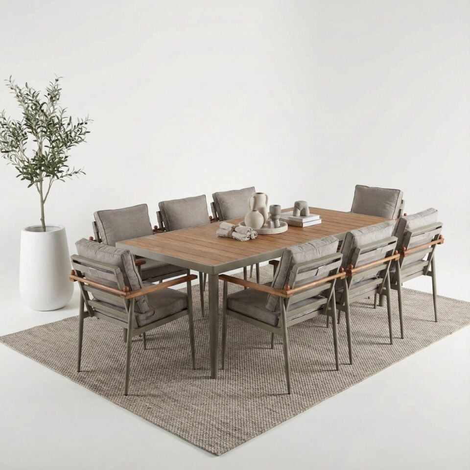 Efes Alüminyum Masa Sandalye Takımı 8 Kişilik