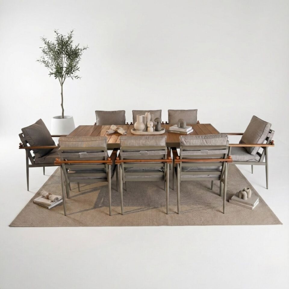 Efes Alüminyum Masa Sandalye Takımı 8 Kişilik