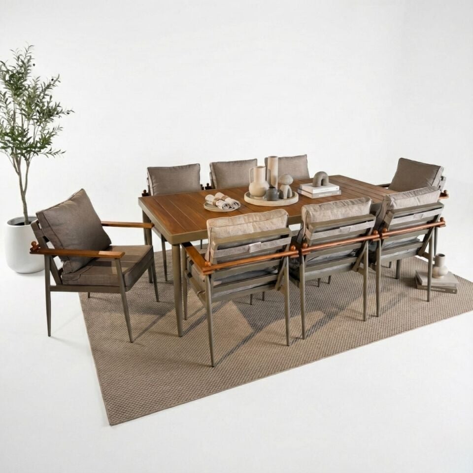 Efes Alüminyum Masa Sandalye Takımı 8 Kişilik