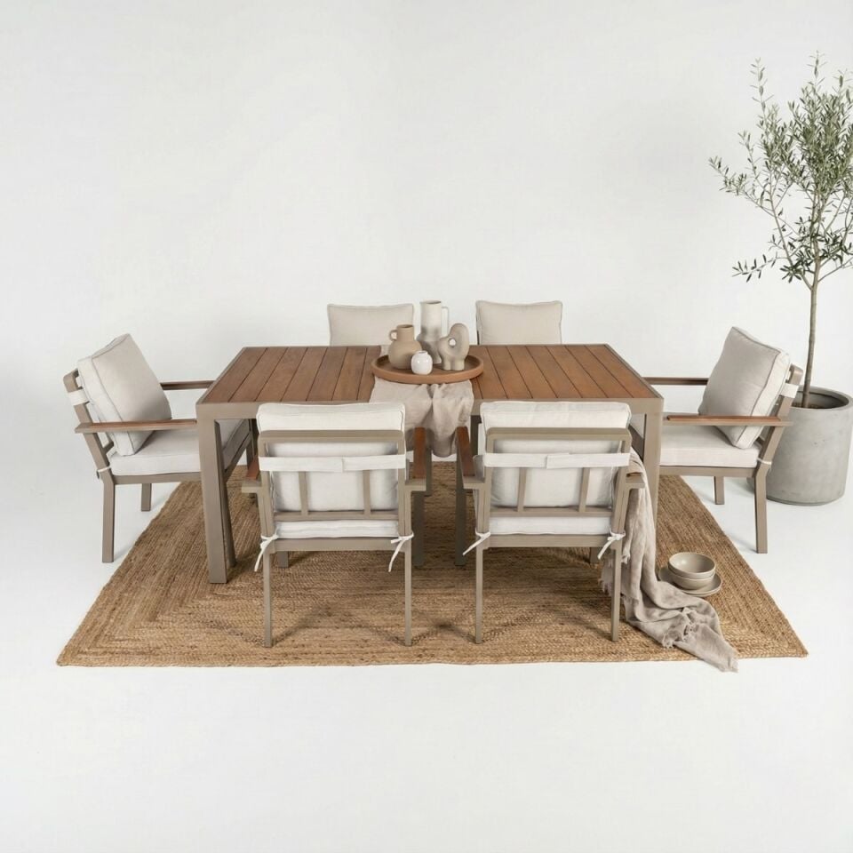 Alesso Alüminyum Masa Sandalye Takımı 6 Kişilik