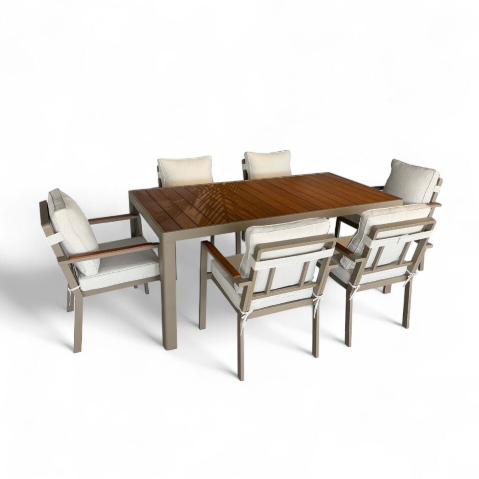 Alesso Alüminyum Masa Sandalye Takımı 6 Kişilik