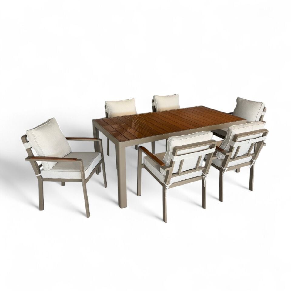 Alesso Alüminyum Masa Sandalye Takımı 6 Kişilik