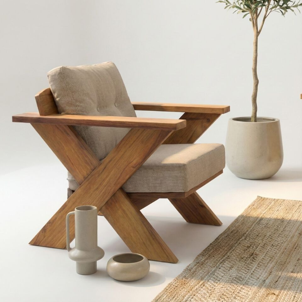 Albatros İroko Ahşap Oturma Grubu