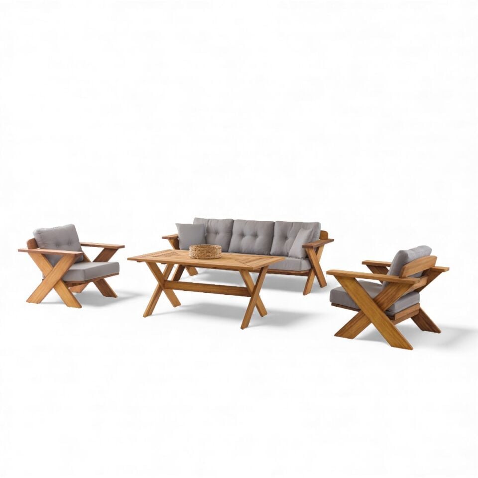 Albatros İroko Ahşap Oturma Grubu