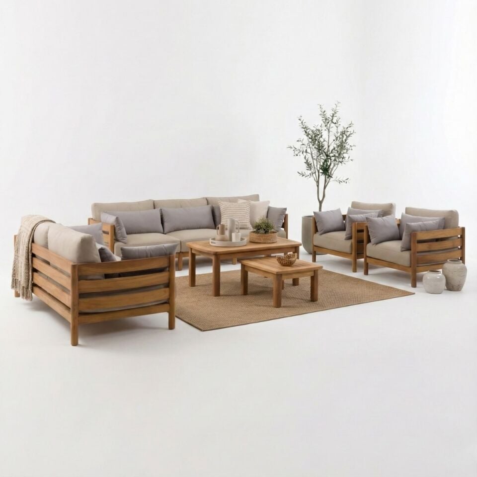 Gloster İroko Ahşap Oturma Grubu