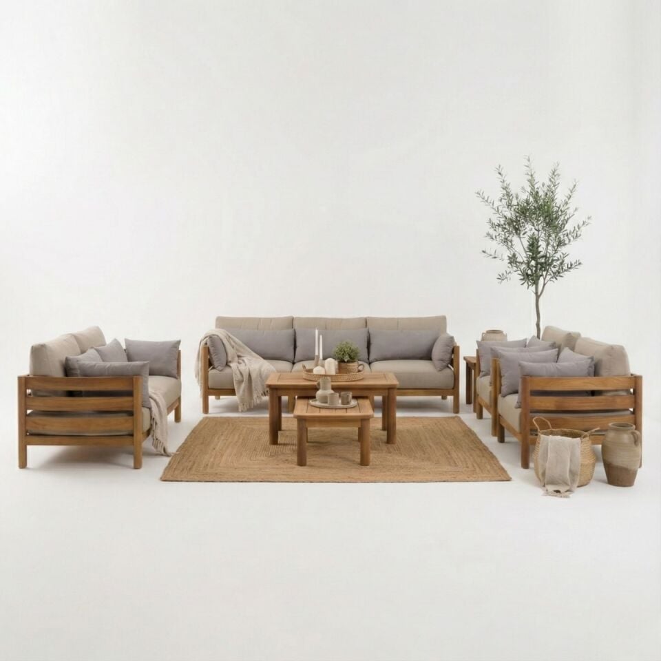 Gloster İroko Ahşap Oturma Grubu