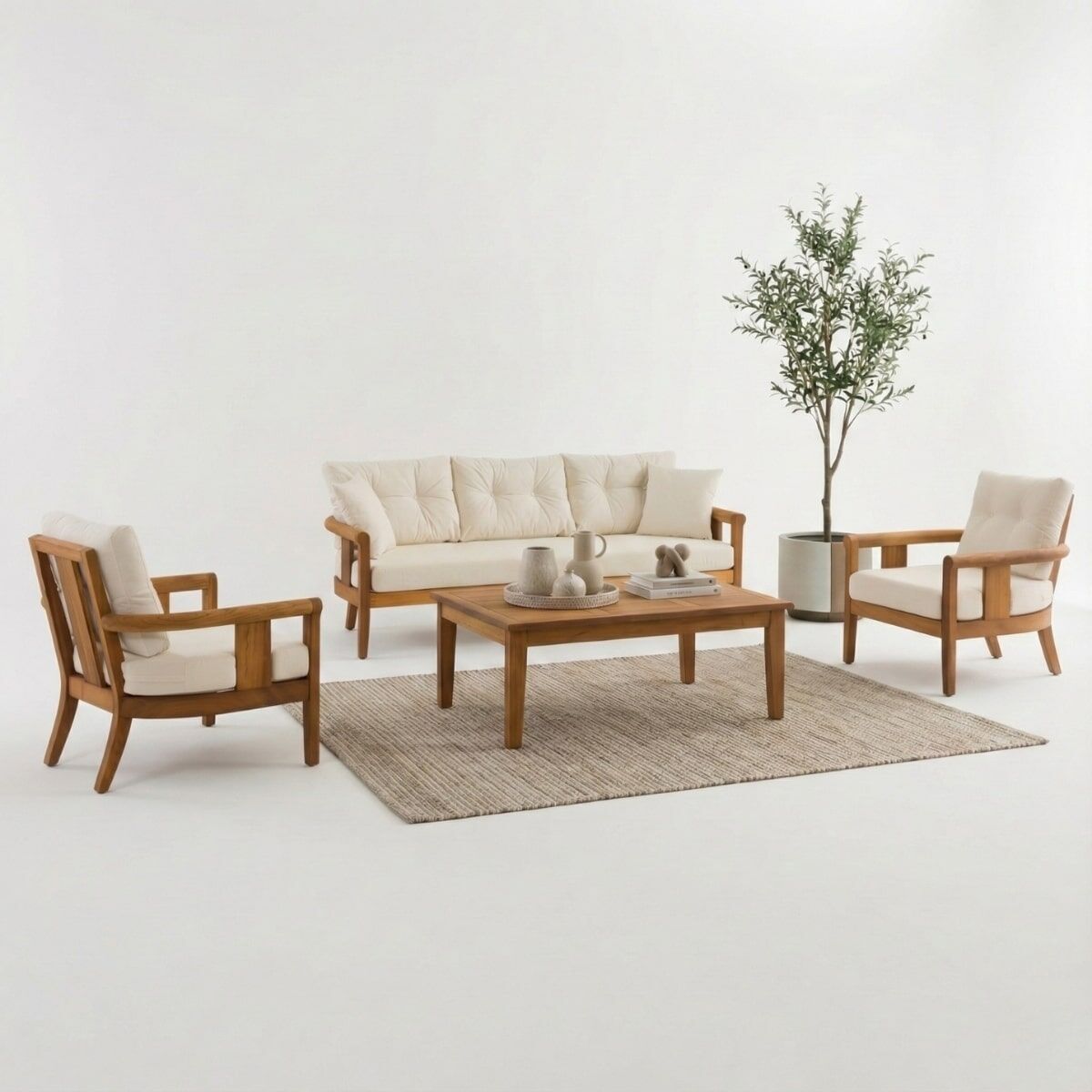 Rose İroko Ahşap Oturma Grubu