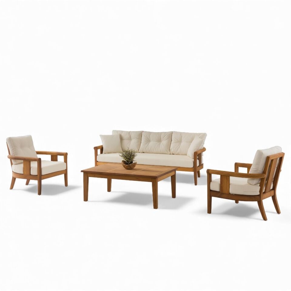 Rose İroko Ahşap Oturma Grubu