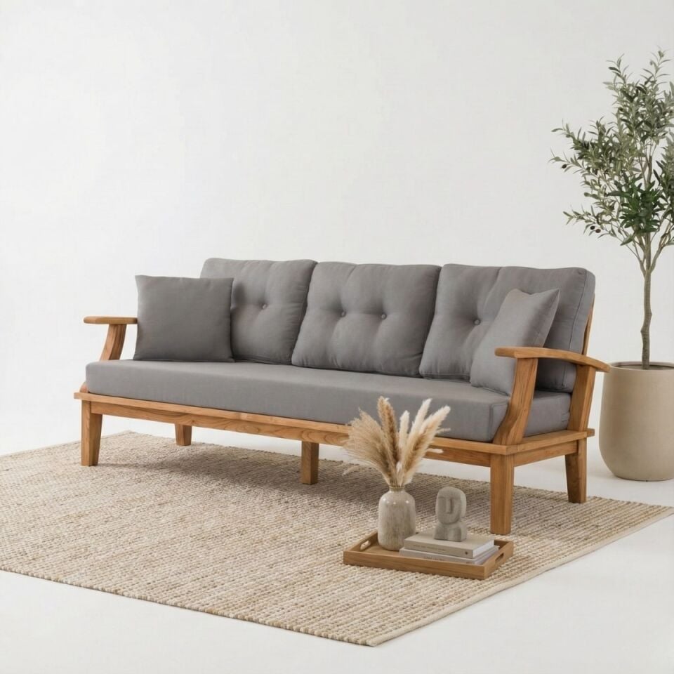 Queens İroko Ahşap Oturma Grubu