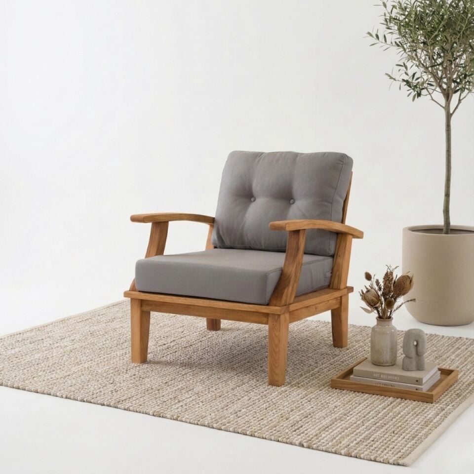 Queens İroko Ahşap Oturma Grubu