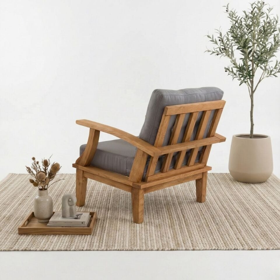 Queens İroko Ahşap Oturma Grubu