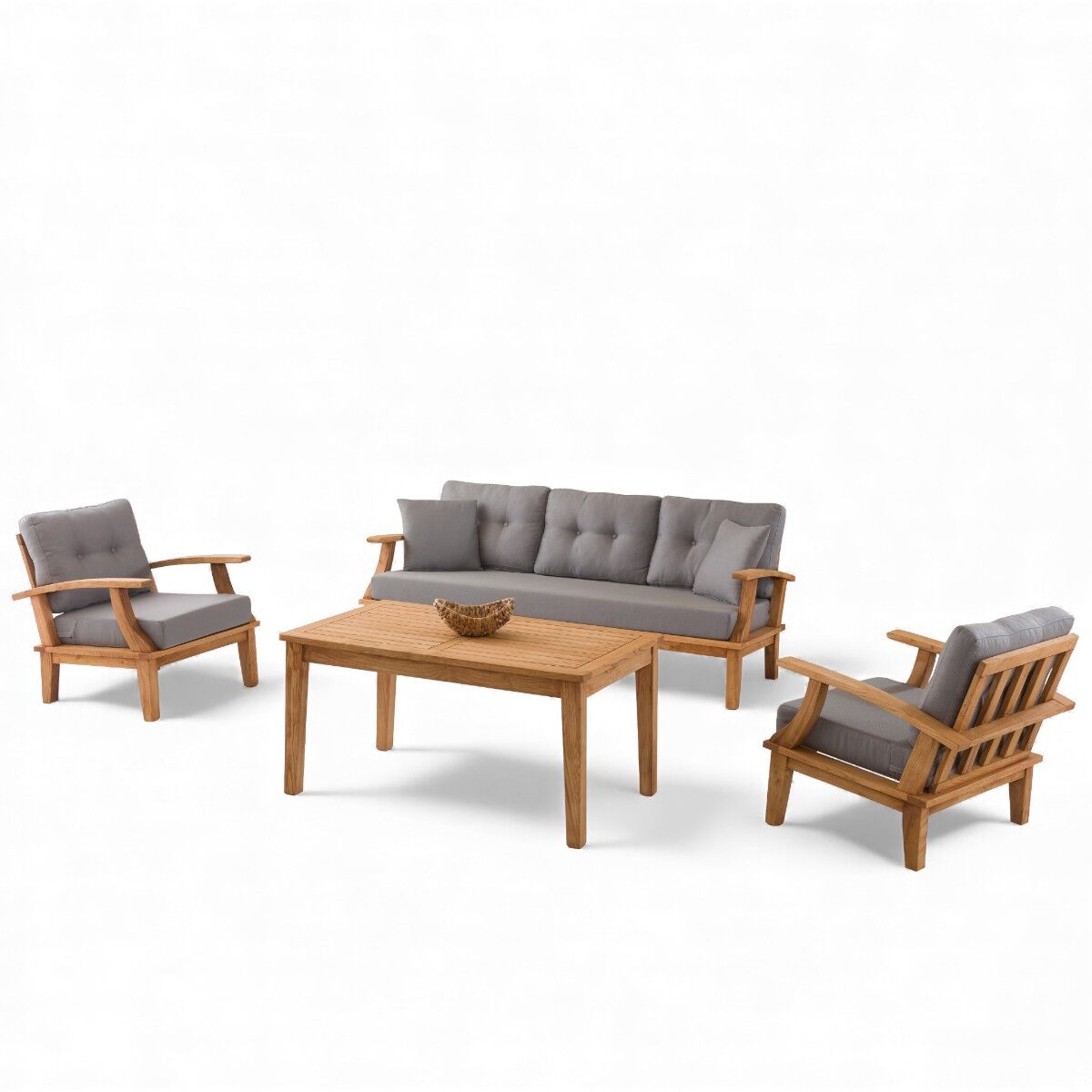 Queens İroko Ahşap Oturma Grubu