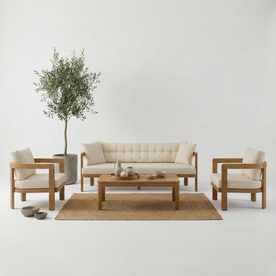 Austin İroko Ahşap Oturma Grubu