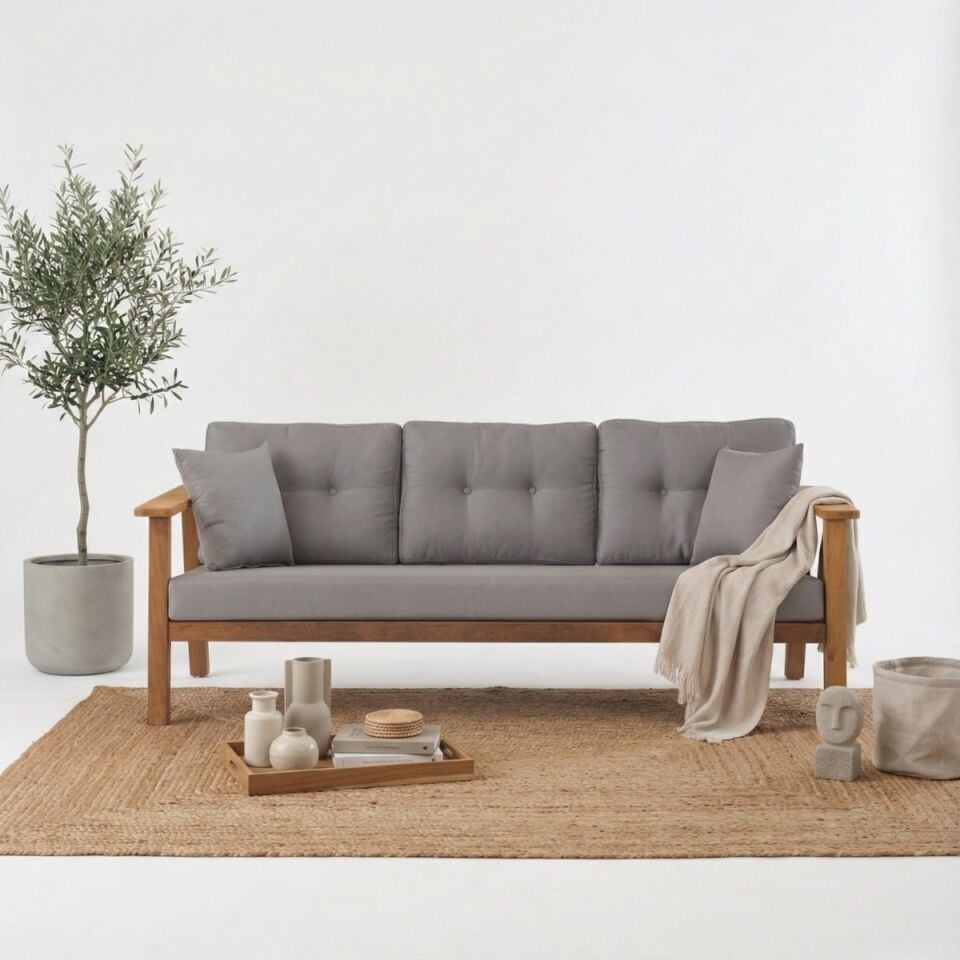 Bianca İroko Ahşap Oturma Grubu