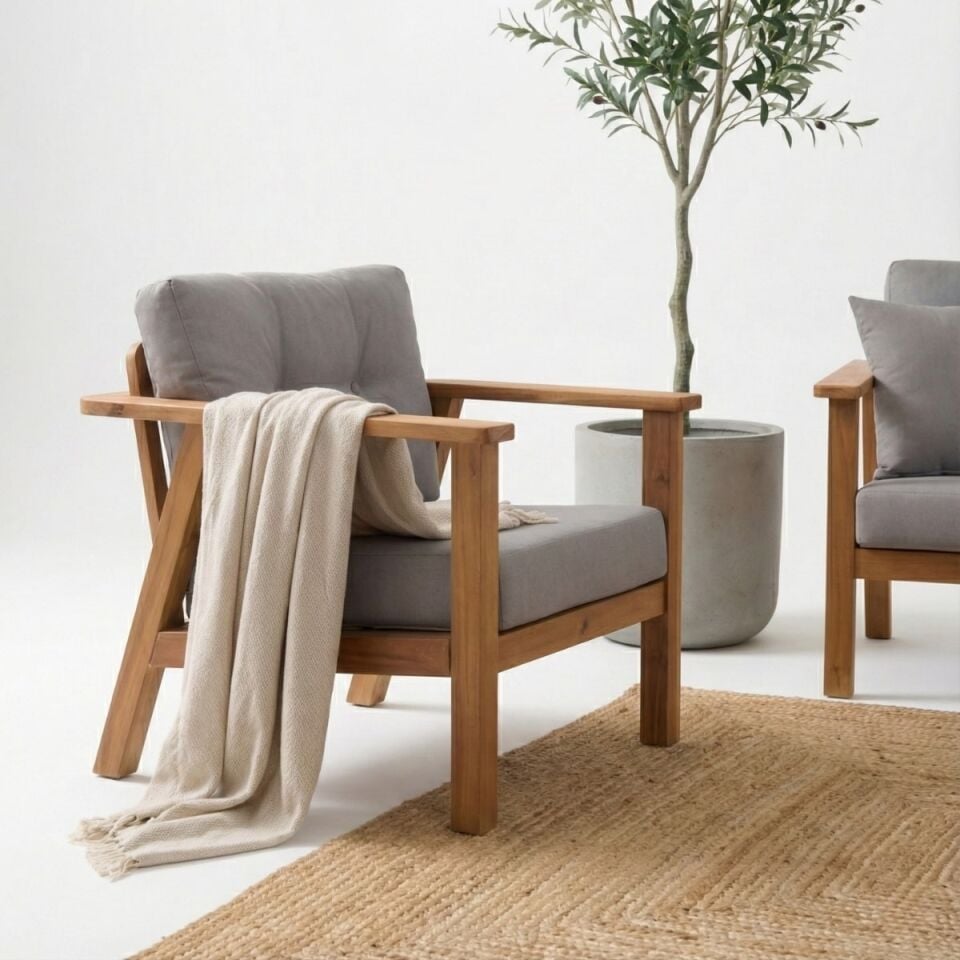 Bianca İroko Ahşap Oturma Grubu