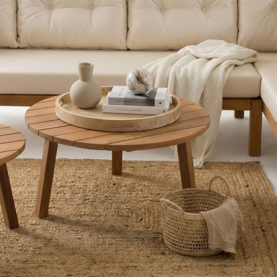 Bianca Köşe İroko Ahşap Oturma Grubu