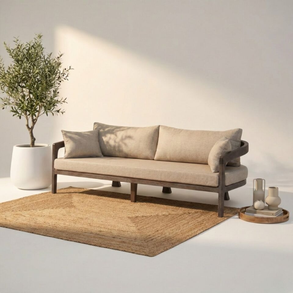 Venessa İroko Ahşap Oturma Grubu