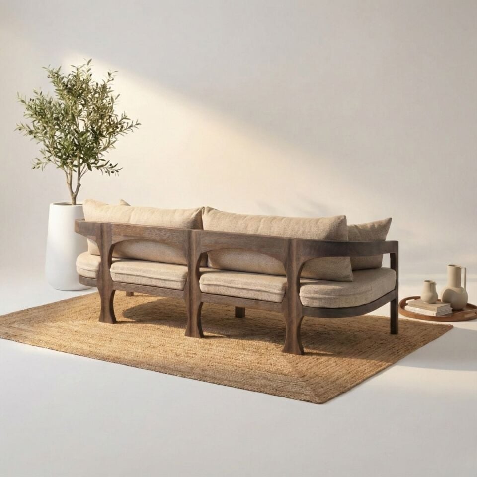 Venessa İroko Ahşap Oturma Grubu